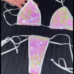 🦄Smokin hot iridescent sequin micro bikini thong